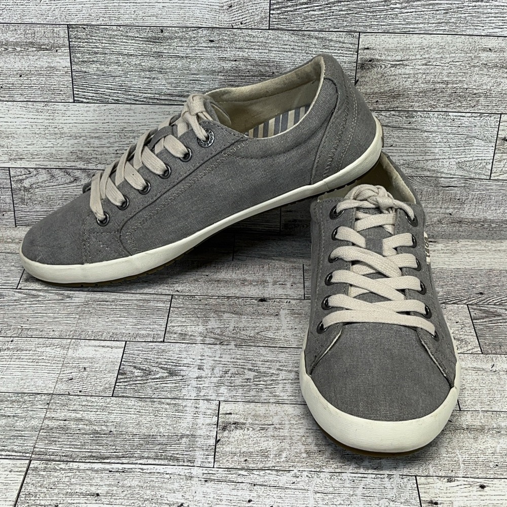 Taos Moc Star Gray Canvas Shoes Women Size‎ 8.5